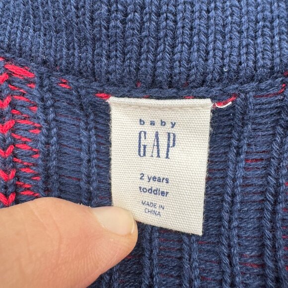 GAP KIDS Red Blue Buffalo Check Plaid CARDIGAN Knit SWEATER Top Toddler 2T - Picture 3 of 7